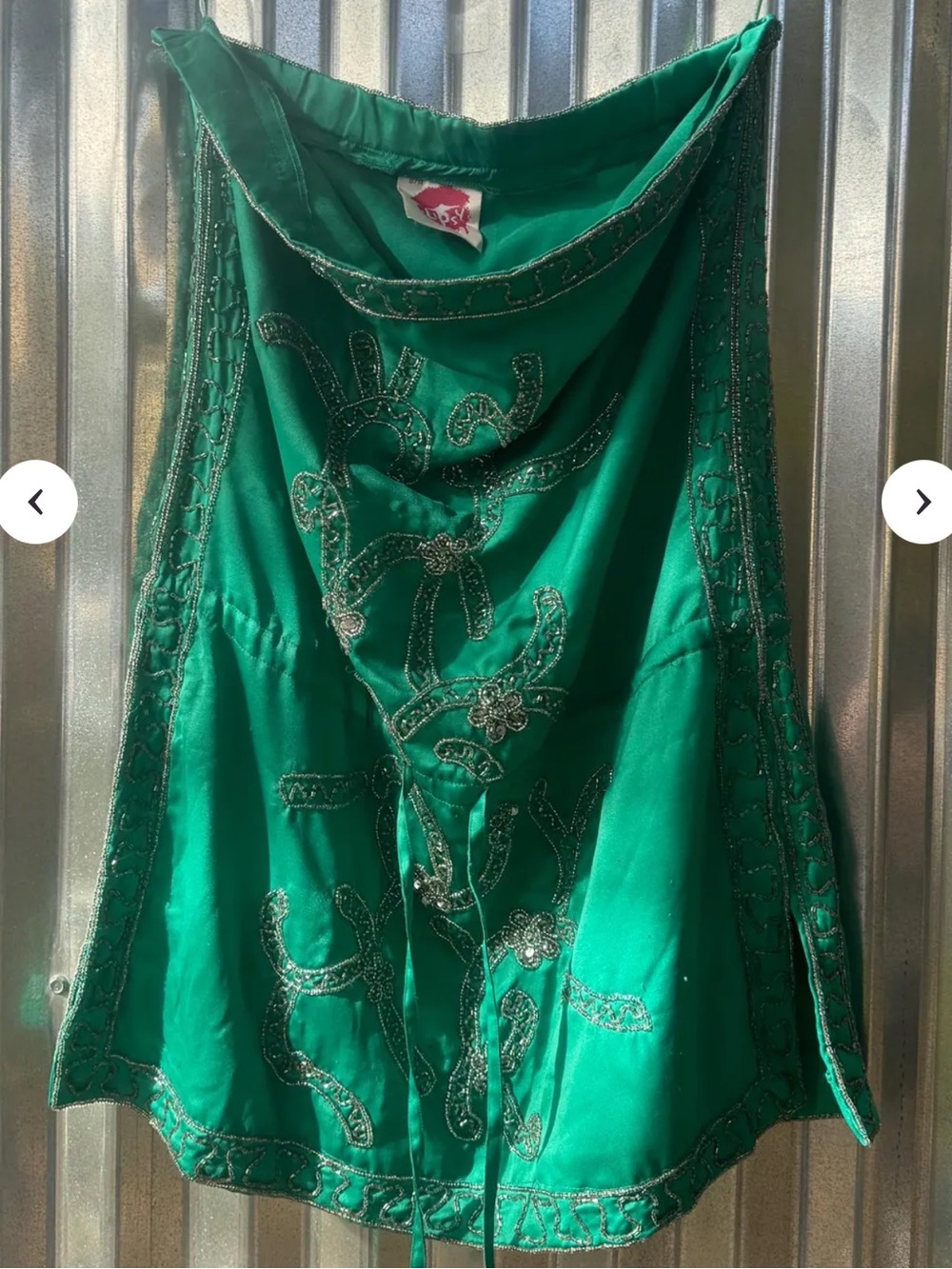 90s/Y2K “Going Out” Top - Beaded Lipsy Emerald Tube Top